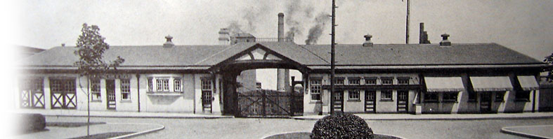 Main (#1) gate to Kinkora Works, c.1920 The gatehouse has been restored as part of the environmental remediation at the plant site and is now a museum. Credit: The Blue Center, Trentoniana Collection, Trenton Public Library